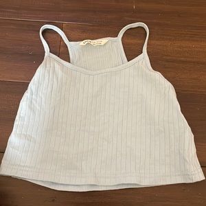 Shein pastel blue ribbed cropped tank top